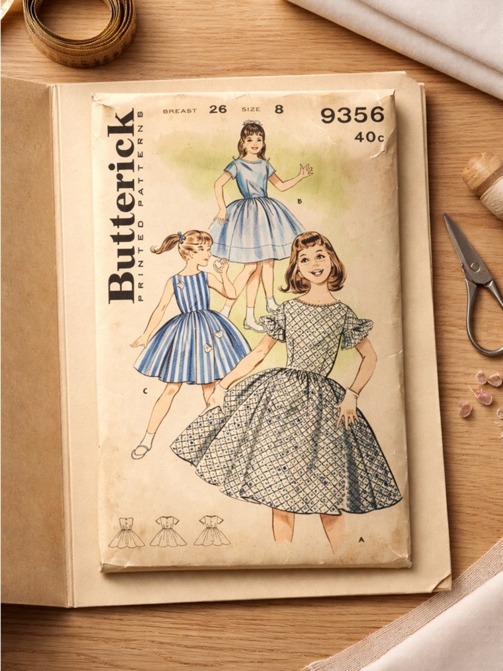 60’s Girls Dress Buttericks 9356 Sewing Pattern - Size 8 Girls - UNCUT